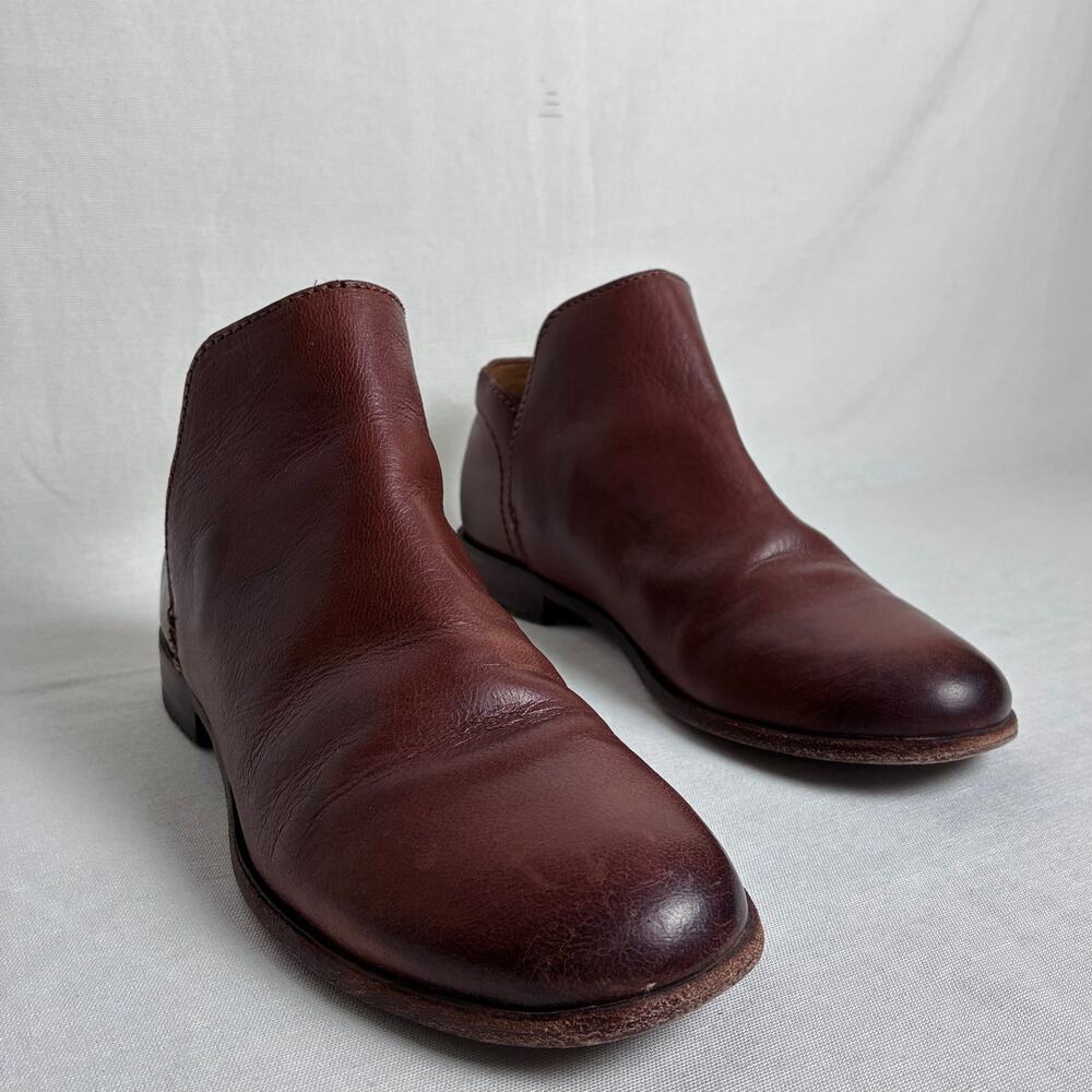 FRYE Kenzie Leather Cut Out Ankle Booties 6.5 Cognac Brown Boho Minimalist Boots